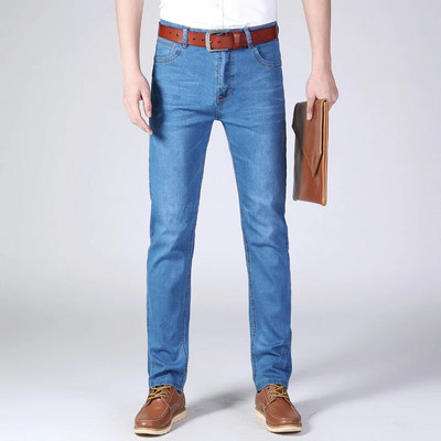 2022. aasta klassikalised meeste sirged teksad Homme Pantalon tänavarõivad, pehmed must sinised maskuliino teksapüksid meeste püksid