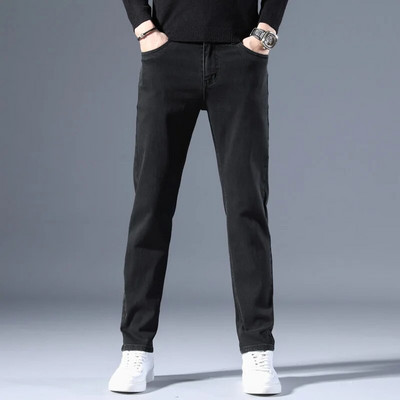 2022. aasta klassikalised meeste sirged teksad Homme Pantalon tänavarõivad, pehmed must sinised maskuliino teksapüksid meeste püksid