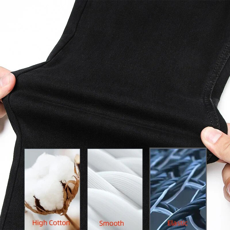 2022. aasta klassikalised meeste sirged teksad Homme Pantalon tänavarõivad, pehmed must sinised maskuliino teksapüksid meeste püksid