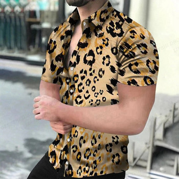 Καλοκαιρινά ανδρικά πουκάμισα Χαβάης με πέτο Camisa Leopard 3d printed πουκάμισα Ανδρικά γυναικεία κοντομάνικα πουκάμισα με μονό στήθος Μπλούζα Beach
