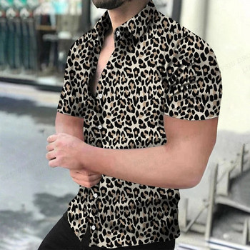Καλοκαιρινά ανδρικά πουκάμισα Χαβάης με πέτο Camisa Leopard 3d printed πουκάμισα Ανδρικά γυναικεία κοντομάνικα πουκάμισα με μονό στήθος Μπλούζα Beach