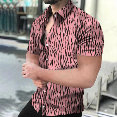Καλοκαιρινά ανδρικά πουκάμισα Χαβάης με πέτο Camisa Leopard 3d printed πουκάμισα Ανδρικά γυναικεία κοντομάνικα πουκάμισα με μονό στήθος Μπλούζα Beach