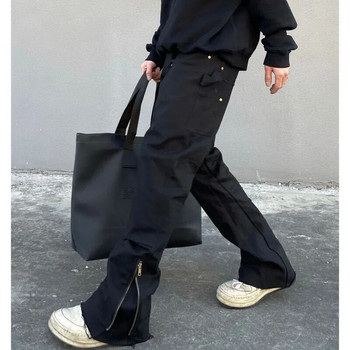 Ανδρικά Slim Jeans Κορεάτικη μόδα με φερμουάρ Casual Παντελόνι Μαύρο Trendyol Cargo Παντελόνι Πανκ Streetwear Άνδρας Harajuku Denim Y2k Hip Hop