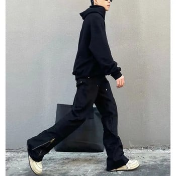 Ανδρικά Slim Jeans Κορεάτικη μόδα με φερμουάρ Casual Παντελόνι Μαύρο Trendyol Cargo Παντελόνι Πανκ Streetwear Άνδρας Harajuku Denim Y2k Hip Hop
