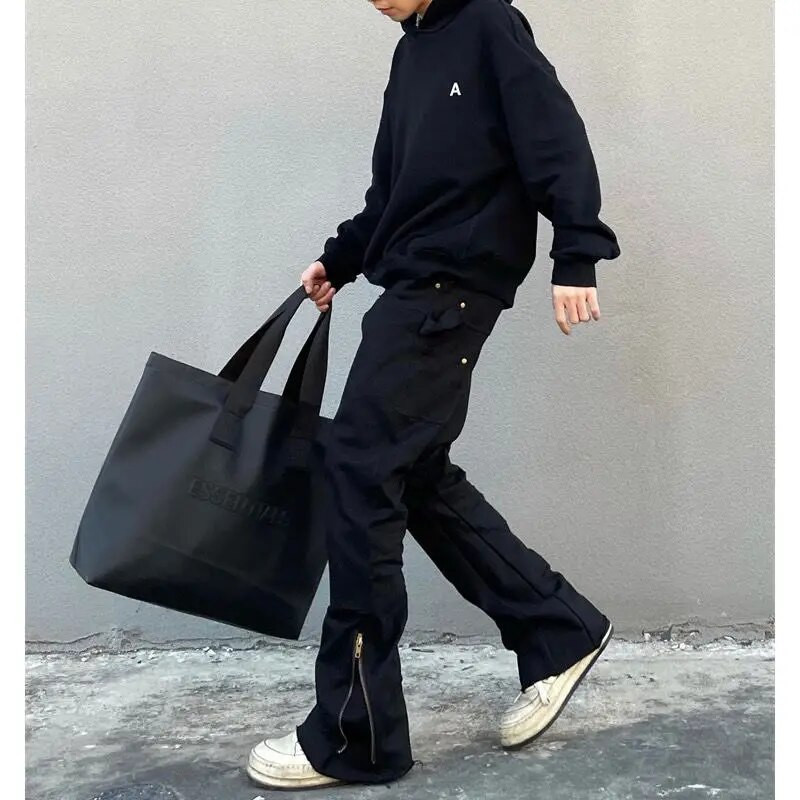 Muške uske traperice Korejske modne ležerne hlače s patentnim zatvaračem Crne trendyol kargo hlače Punk Streetwear Muškarci Harajuku Denim Y2k Hip Hop