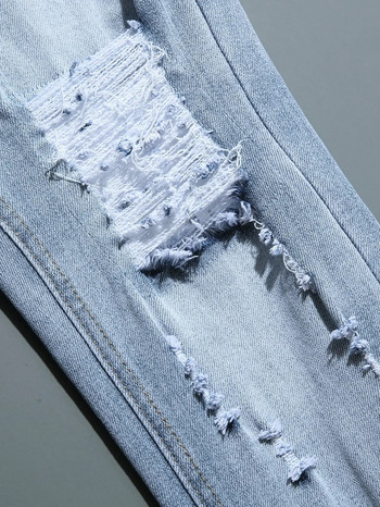Ανδρικά τζιν φθινοπωρινά σχεδιαστικά λεπτή εφαρμογή μαύρο μπλε τζιν παντελόνι Αντρικό τζιν ταλαιπωρημένο παντελόνι