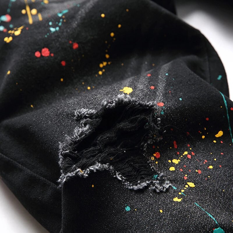 Μαύρο παντελόνι κανονικής έκδοσης τρύπα μεγάλο μέγεθος Personality trendy παντελόνι Ευρωπαϊκό και αμερικανικό τζιν ανδρικό τζιν Νέο ελαστικό