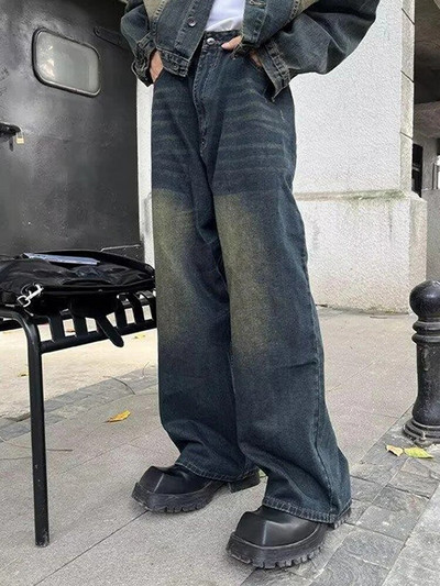 Retro vintage teksad meestele Y2k Street Hip-Hop avara laia säärega sirge säärega püksid Trend Retro meeste riided