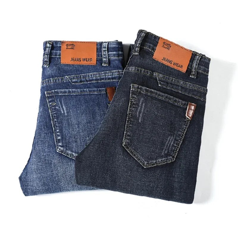 Ανδρικά τζιν Stretch 2023 Άνοιξη Καλοκαίρι Νέα Μόδα Casual Business Classic Αντρικά ρούχα Μπλε μαύρο τζιν παντελόνι