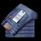 Uued kevad-sügis Meeste Klassikalised Teksad Ärimood Sirge Tavaline Sinine Stretch Denim Püksid Meeste nutikad teksad