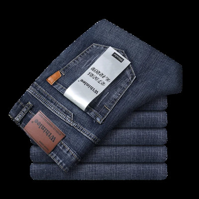 Uued kevad-sügis Meeste Klassikalised Teksad Ärimood Sirge Tavaline Sinine Stretch Denim Püksid Meeste nutikad teksad