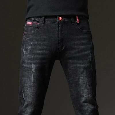 Ανοιξιάτικο φθινόπωρο 2023 Ανδρικά μπλε τζιν μονόχρωμα μικροελαστικά κλασικά τζιν ανδρικά ίσια λεπτή μόδα Αντρικό τζιν παντελόνι