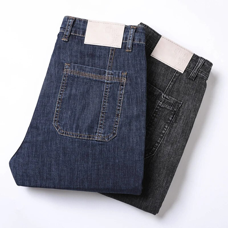 Daugiakišeniniai madingi ploni džinsai vyriški tiesūs siauri High Street laisvalaikio vyriškos mėlynos juodos pilkos klasikinės džinsinės kelnės