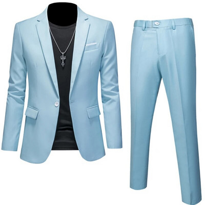 Didelio dydžio 6XL 5XL vyriško kostiumo paltas + 2 dalių kelnės/verslo mados biuro suknelė/Slim Fit Aukštos kokybės jaunikio vestuvinių suknelių kostiumo rinkinys