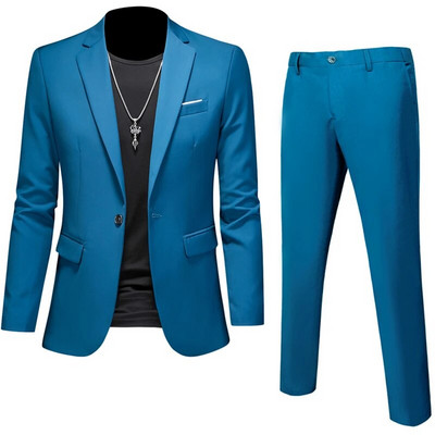 Didelio dydžio 6XL 5XL vyriško kostiumo paltas + 2 dalių kelnės/verslo mados biuro suknelė/Slim Fit Aukštos kokybės jaunikio vestuvinių suknelių kostiumo rinkinys