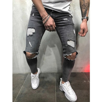 Traperice za muškarce Modne uske poderane traper hlače Biker Visokokvalitetne muške uske ležerne muške hlače Hip Hop Jogging jean homme