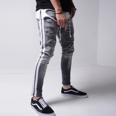 Traperice za muškarce Modne uske poderane traper hlače Biker Visokokvalitetne muške uske ležerne muške hlače Hip Hop Jogging jean homme