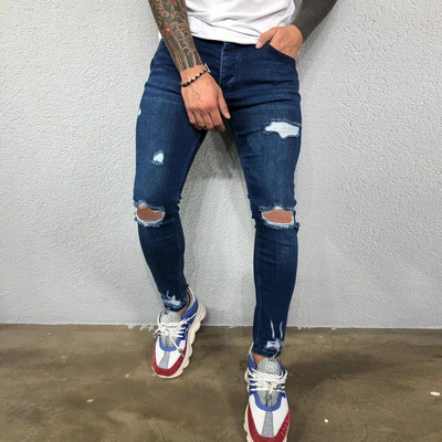 Traperice za muškarce Modne uske poderane traper hlače Biker Visokokvalitetne muške uske ležerne muške hlače Hip Hop Jogging jean homme