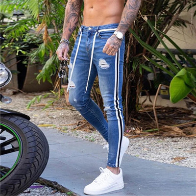 Traperice za muškarce Modne uske poderane traper hlače Biker Visokokvalitetne muške uske ležerne muške hlače Hip Hop Jogging jean homme