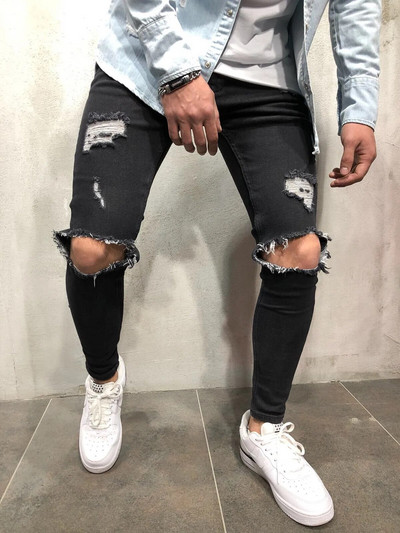 Traperice za muškarce Modne uske poderane traper hlače Biker Visokokvalitetne muške uske ležerne muške hlače Hip Hop Jogging jean homme