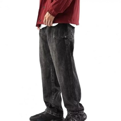 Uus teksapüksid, ühevärvilised, laiad säär, sirge vöökoha keskosa taskud, lahtised tõmblukuga teksad, meeste riided