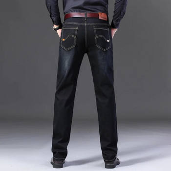 Бизнес мъжки дънки Ежедневни прави разтегливи модни класически сини черни работни дънкови панталони Мъжки панталони Ново висококачествено облекло