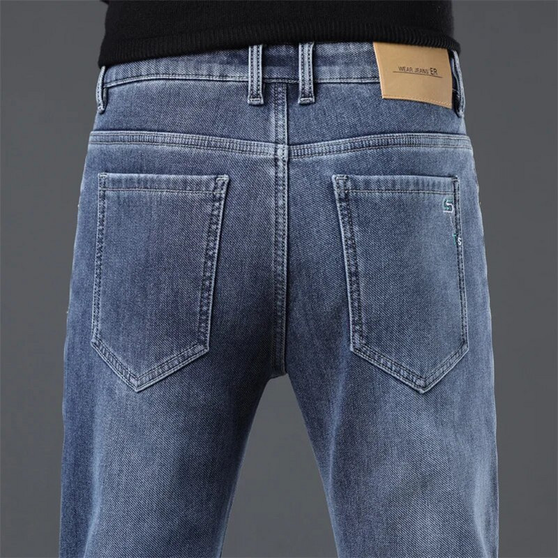 Ανδρικό Thermal Stretch τζιν Χειμερινό χιόνι Ζεστό βελούδινο λεπτό τζιν με στενό πόδι Thicken Fleece τζιν μακρύ παντελόνι Κορεατική μόδα παντελόνι