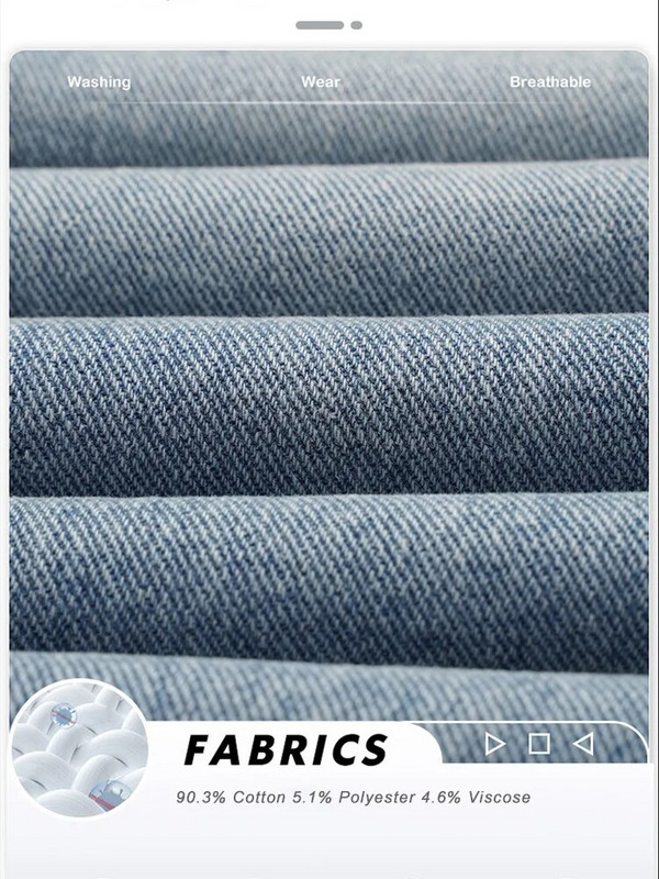 Ανοιξιάτικο φθινόπωρο ανδρικό τζιν ίσιο τζιν παντελόνι με ζωντάνια στη μέση βαμβακερά streetwear φαρδύ πόδι χαλαρό casual μπλε μακρύ τζιν παντελόνι