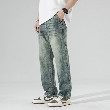 Широки дънки Мъжки широки панталони Ежедневни големи дънки за мъже Облекло Свободно улично облекло Винтидж мъжки дънкови панталони 2023 г. Ново