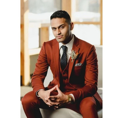 STEVDITG Oranžiniai vyriški kostiumai, pilnas komplektas su viena krūtine įpjova, oficialios vestuvių 3 dalių striukės kelnės liemenė plonas švarkas vyriškas