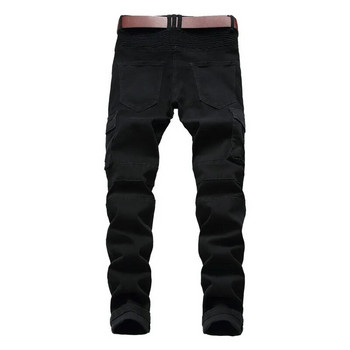 Εμπορία Κλασικό ρετρό τζιν ανδρικό ίσιο λεπτό φερμουάρ Διακόσμηση ελαφρύ διπλωμένο στενό τζιν παντελόνι μόδας Stretch Hip Hop Jogger Jeans