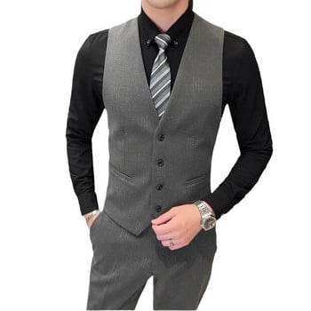 Κοστούμι Ανδρικό Επίσημο Φόρεμα Slim-fit Casual Business Συνέντευξη Νυφικό Κοστούμι τριών τεμαχίων