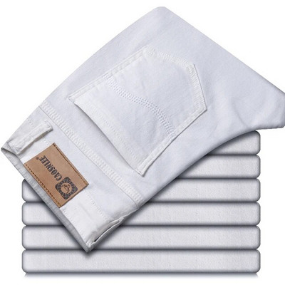 Ανοιξιάτικο φθινόπωρο Ανδρικό λευκό Stretch κανονική εφαρμογή Τζιν κλασικό επαγγελματικό στυλ, καθημερινό βαμβακερό λεπτό παντελόνι Ανδρικό τζιν παντελόνι μάρκας