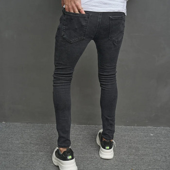 2023 Мъжки улични стилни скъсани хип-хоп ежедневни тесни дънки тип молив Мъжки тесни дънкови панталони с разтегливи дупки