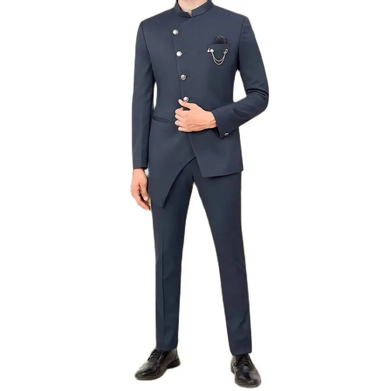 STEVDITG Αφρικανικά σκούρα γκρι ανδρικά κοστούμια με μονό στήθος, επίσημο πέτο με σακάκι 2 τεμαχίων, Slim Fit Blazer Costume Homme