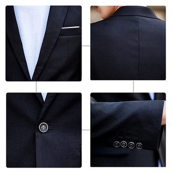 Ανδρικά Blazers Σετ 2 τεμαχίων Κομψό, πολυτελές επίσημο γάμο 3 Κοστούμια Full Business Κορεάτικα παντελόνια 2023 Μπλε παλτό Μπουφάν Δωρεάν αποστολή
