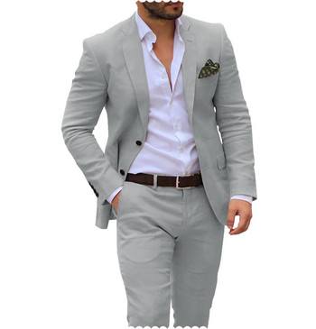Мъжки костюми Блейзър Комплекти Панталони Мъжки тънък джентълмен Персонализиран смокинг от две части 2023 Младоженец Мъжки мъжки сватбени (блейзър+панталон)