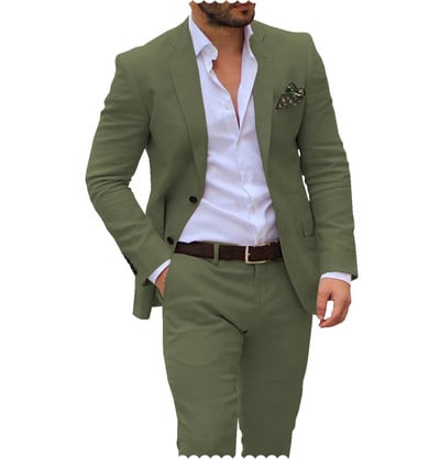 Ανδρικά κοστούμια Blazer Σετ Παντελόνια Ανδρικό Slim Gentleman Customized Two Piece 2023 Groom Tuxedo Male Homme Wedding (Blazer+Pants)