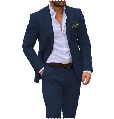 Ανδρικά κοστούμια Blazer Σετ Παντελόνια Ανδρικό Slim Gentleman Customized Two Piece 2023 Groom Tuxedo Male Homme Wedding (Blazer+Pants)