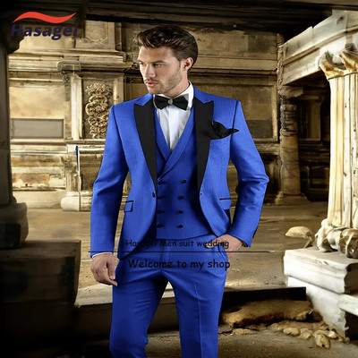 Γκρι κοστούμι για άντρες γάμου σμόκιν Επίσημο τζάκετ Γιλέκο τριών τεμαχίων Σετ Business Slim Fit Blazer Grooms Εξατομικευμένα ρούχα