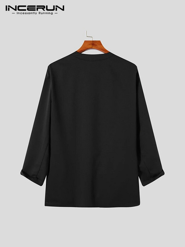 Κομψά New Men Blazer Leisure Style Loose Buttons Ανδρικά παντός αντιστοιχίας Απλές μακρυμάνικα κοστούμια χωρίς γιακά S-5XL INCERUN τοπ 2023