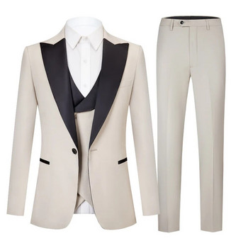 Κομψό ανδρικό κοστούμι (Μπλάζερ+Γιλέκο+Παντελόνι) Ροζ Μπλε Χακί Γαμπρός Γαμπρός Γαμπρός Επιχειρηματικό Μπουφάν Αντρικό Σετ 3 τεμαχίων