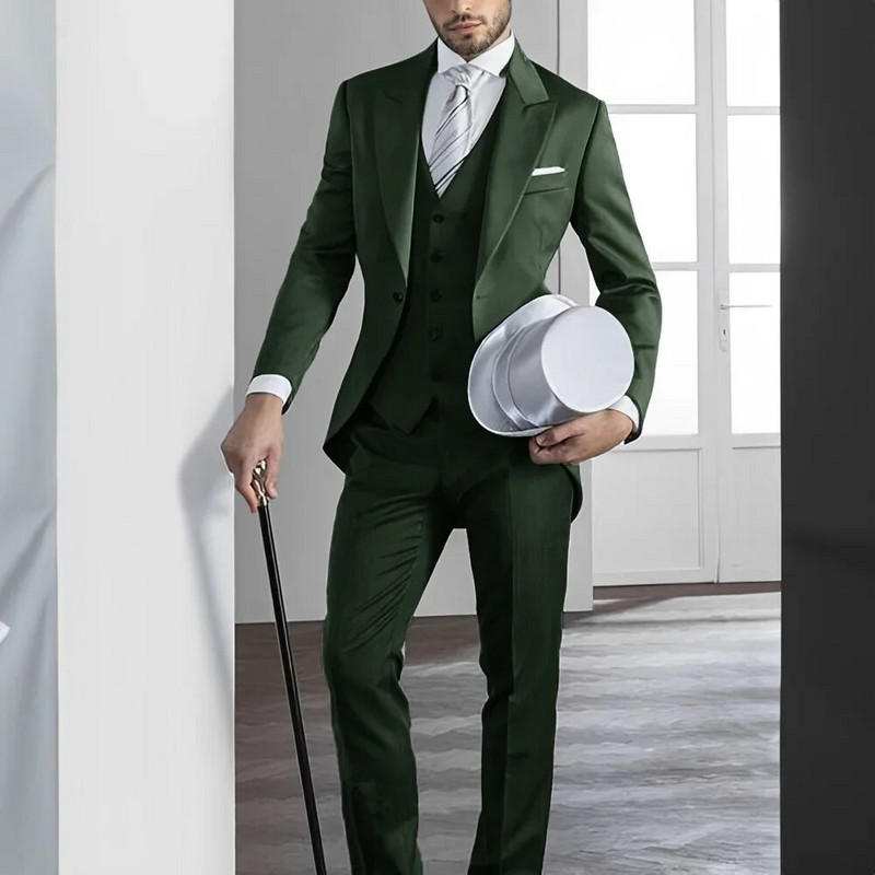 Κοστούμια Ανδρικά σμόκιν Φορτάκι Επίσημο Φόρεμα 3 τεμαχίων Κοστούμια Swallow φράκο Ανδρικό σακάκι γιλέκο παντελόνι πάρτι γάμου χορού Magic Perform