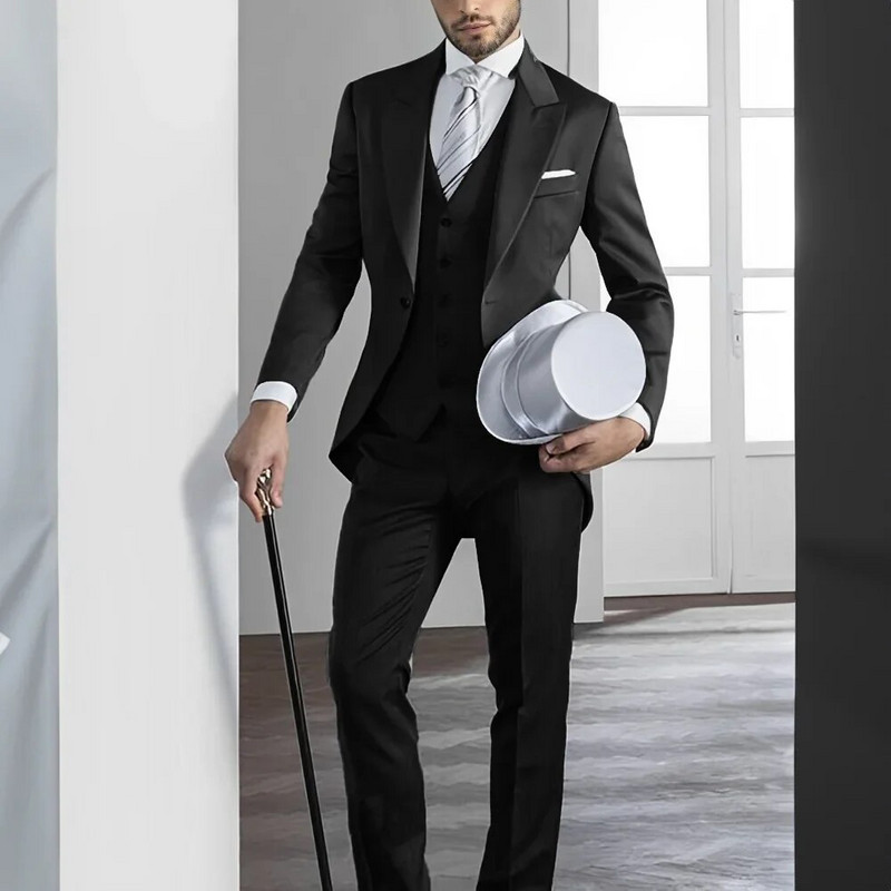 Κοστούμια Ανδρικά σμόκιν Φορτάκι Επίσημο Φόρεμα 3 τεμαχίων Κοστούμια Swallow φράκο Ανδρικό σακάκι γιλέκο παντελόνι πάρτι γάμου χορού Magic Perform