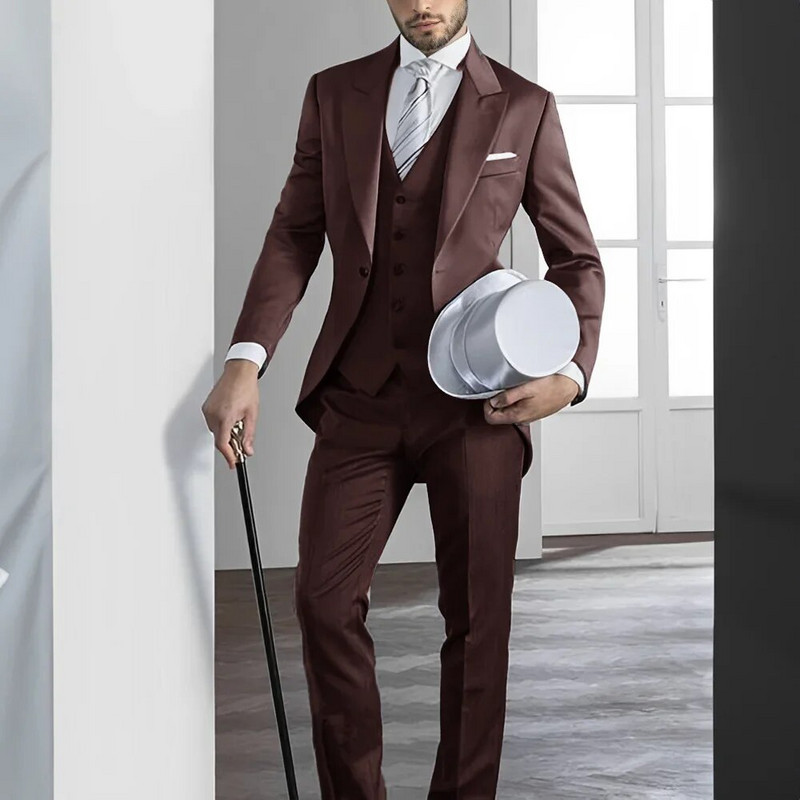 Κοστούμια Ανδρικά σμόκιν Φορτάκι Επίσημο Φόρεμα 3 τεμαχίων Κοστούμια Swallow φράκο Ανδρικό σακάκι γιλέκο παντελόνι πάρτι γάμου χορού Magic Perform