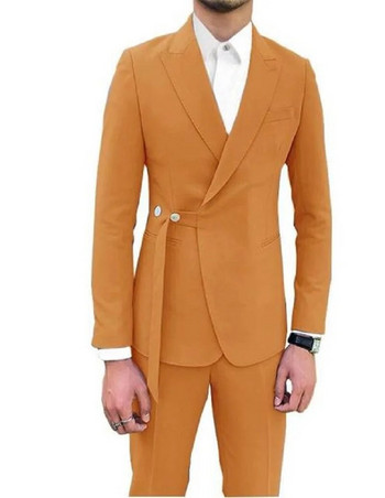 Светлосин 2 части (сако+панталон) Красив мъжки сватбен костюм за мъже Най-новият бизнес костюм с палто и панталон Тънки мъжки костюми