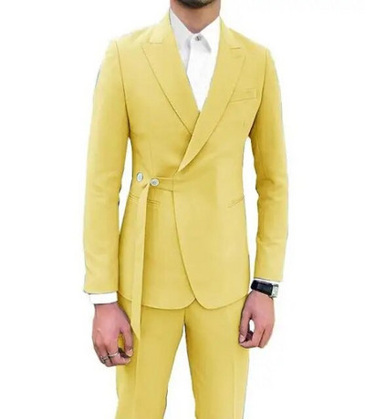 Γαλάζιο 2 τεμάχια (Σακάκι+παντελόνι) Όμορφος ανδρικός νυφικό για άντρες Τελευταίο παλτό παντελόνι επαγγελματικό κοστούμι Slim ανδρικά κοστούμια