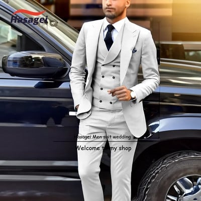 Ανδρικό κοστούμι μόδας 3 τεμαχίων Σμόκιν Γαμπρού γάμου Επίσημα επαγγελματικά ρούχα εργασίας Κομψό ανδρικό ντύσιμο