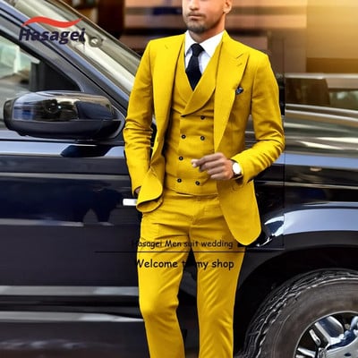 Ανδρικό κοστούμι μόδας 3 τεμαχίων Σμόκιν Γαμπρού γάμου Επίσημα επαγγελματικά ρούχα εργασίας Κομψό ανδρικό ντύσιμο
