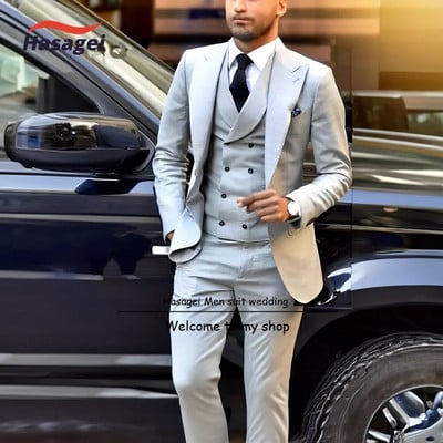 Ανδρικό κοστούμι μόδας 3 τεμαχίων Σμόκιν Γαμπρού γάμου Επίσημα επαγγελματικά ρούχα εργασίας Κομψό ανδρικό ντύσιμο